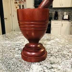 Antique Treen Wood Mortar & Pestle.